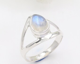 Rainbow Moonstone Ring 925 Sterling Silver, Handmade Statement Jewelry
