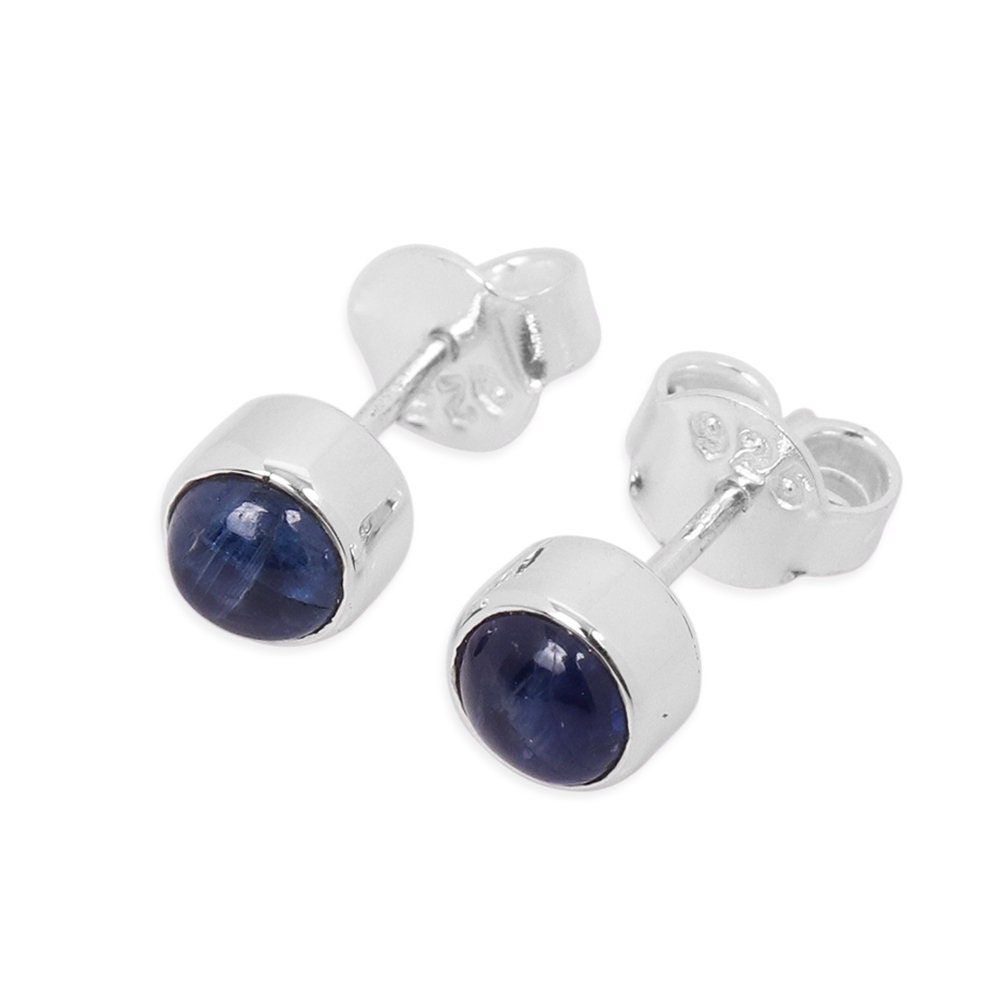 Kyanite Natural Blue 14mm Coin Gemstone .925 Sterling Silver Earrings 1 3/4" Kyanite Natural Blue 14mm Coin Gemstone .925 Sterling Silver Earrings 1 3/4"