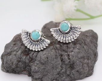 Turquoise oorbellen, 925 sterlingzilver, blauwe edelsteen sieraden, turquoise oorbellen Arizona, handgemaakte sieraden, kerstcadeau voor vrouwen