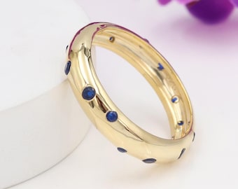 Tansanit Ring, 925 Sterling Silber Ehering, 18k vergoldet Ring, Dezember Birthstone Ring, Stapelring, Eternity Band Ring für Sie