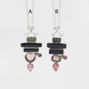 Watermelon Tourmaline Pendant Necklace, Sterling Silver Necklace, Handmade Necklace, Gemstone Necklace, Statement Necklace, Christmas Gift