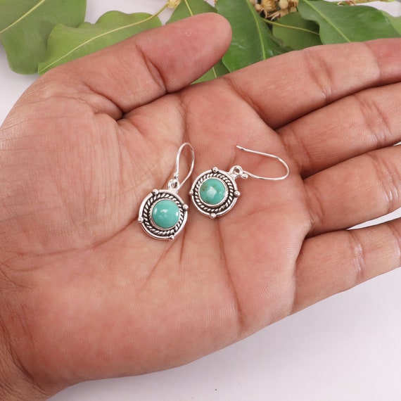 Natural Turquoise Earrings Sterling Silver Earrings Dangle