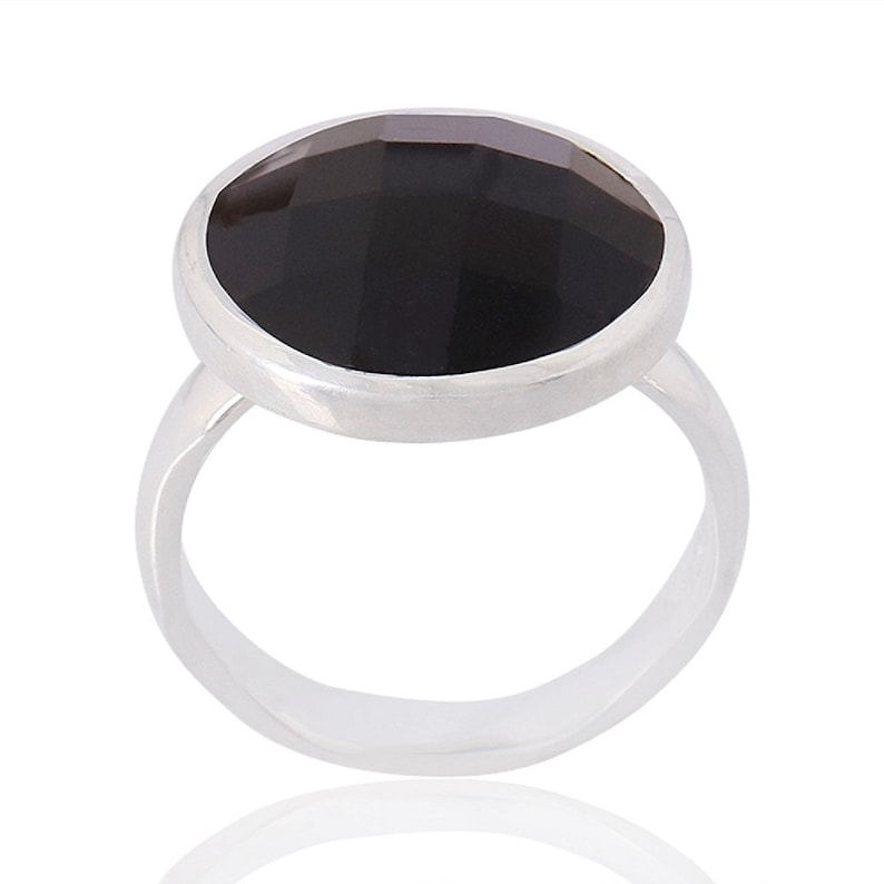 Black Onyx Gemstone Ring Solitaire Rings 925 Sterling Silver Solitaire Rings Natural Onyx Rings July Birthstone Silver Rings Jewelry