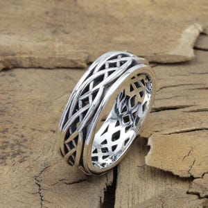 Sterling Silver Spinner Ring: Handmade Meditation Worry Fidget Ring