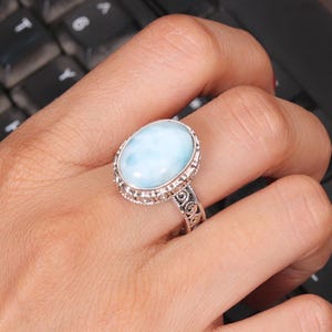 Mother's Day Gifts, Larimar Ring, Silver Women Ring, Statement Ring, Promise Ring, Handmade Ring, Gemstone Silver Ring, Silver Ring