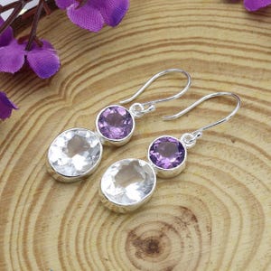 Handmade Amethyst Dangle Earrings: Sterling Silver Gemstone Jewelry