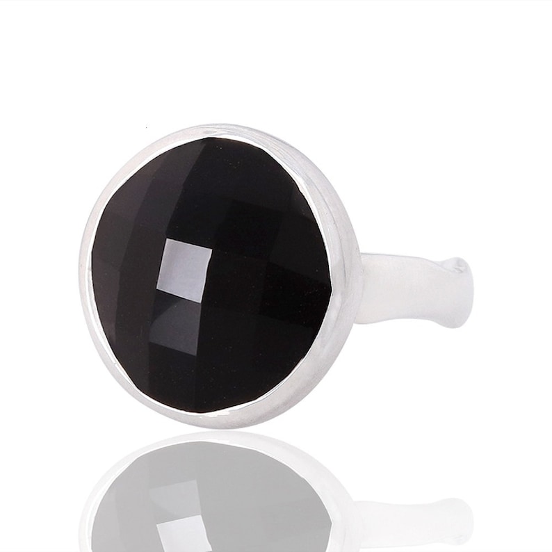 Black Onyx Gemstone Ring Solitaire Rings 925 Sterling Silver Solitaire Rings Natural Onyx Rings July Birthstone Silver Rings Jewelry