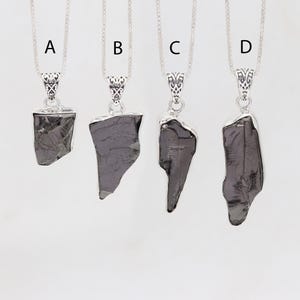 Shungite Necklace, Silver Necklace, Women Necklace, Pendant Necklace, Men Silver Necklace, Gemstone Necklace, Handmade Necklace
