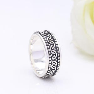 Spinner Ring, Fidget Ring, Oxidized Silver Band Ring, 925 Sterling Silver, Thumb Band Ring, Anxiety Ring for Men or Women, Gift for Her