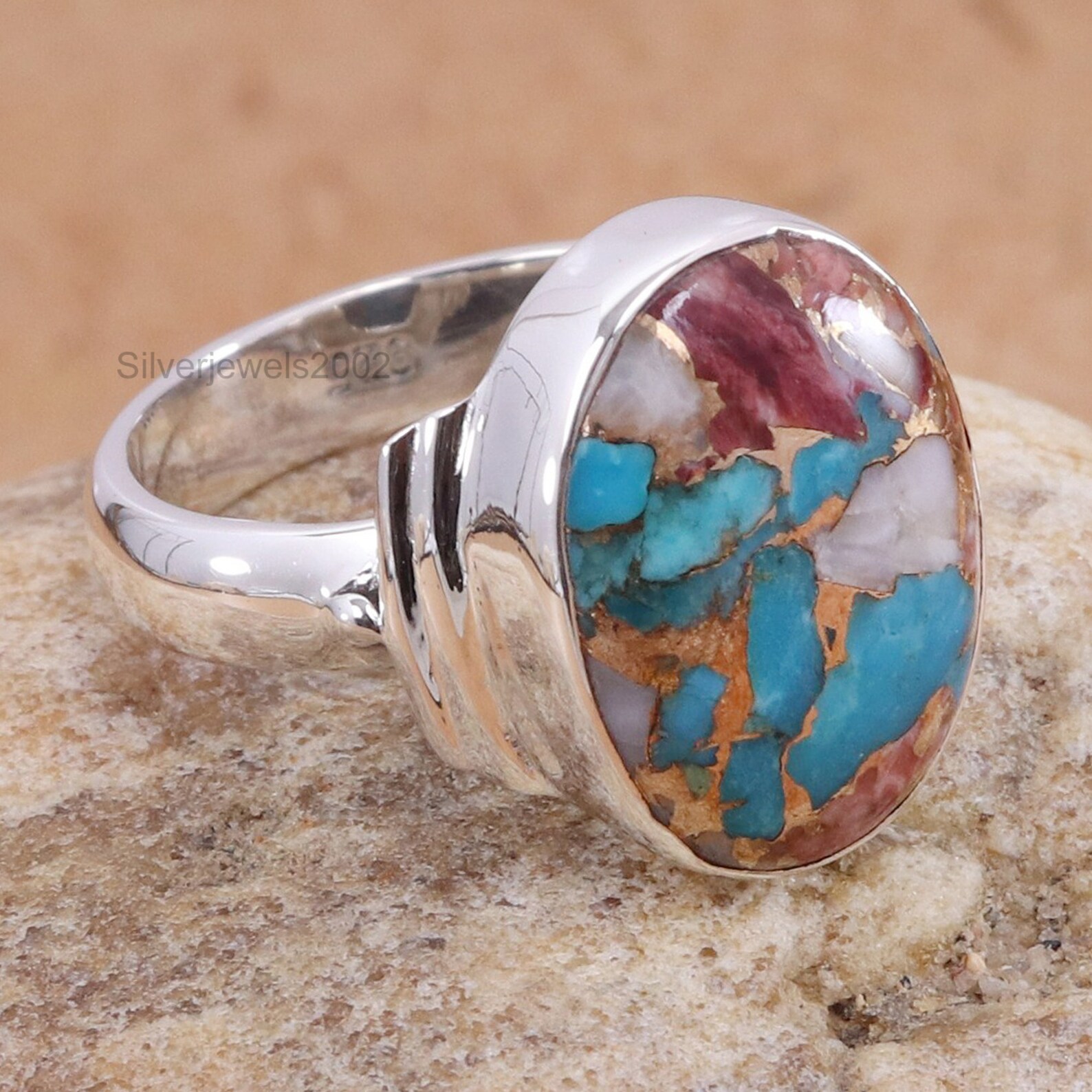 Kingman Turquoise Ringrings for Womenspiny Oyster Ring925 Etsy