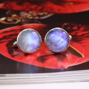 Gemelos de piedra lunar, gemelos de plata esterlina, regalo de boda para padrinos de boda, joyería con piedra natal de junio, regalo para hombres