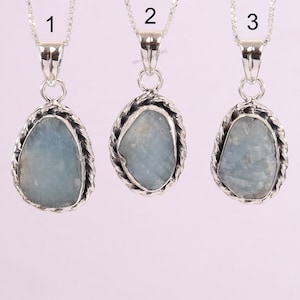 Collar de aguamarina, colgante de aguamarina, collar de plata de ley, collar de aguamarina natural, collar de plata, collar para mujer
