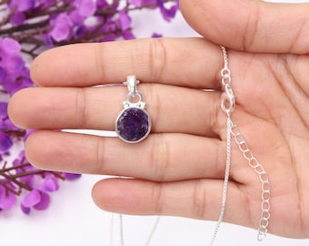 天然アメジストペンダント、925スターリングシルバーネックレス 