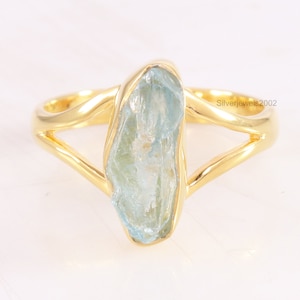 Raw Aquamarine Ring, Solid Sterling Silver Ring, Gold Plated Ring, Ring For Women, Promise Ring, Handmade Ring, Raw Aquamarine Gemstone Ring