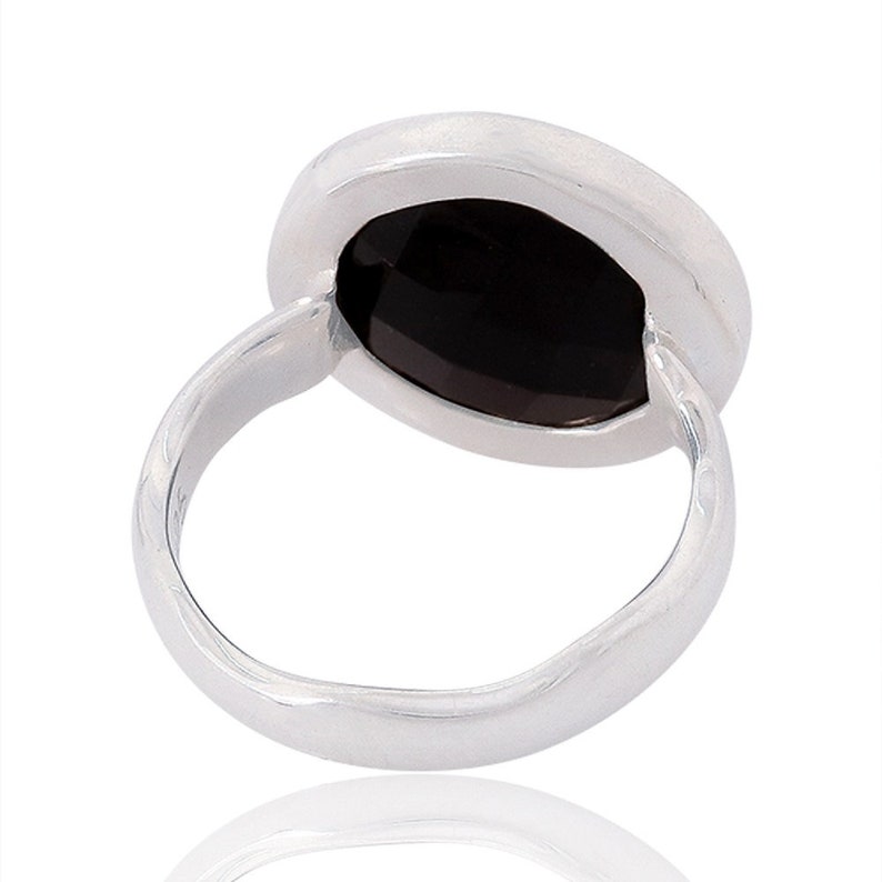 Black Onyx Gemstone Ring Solitaire Rings 925 Sterling Silver Solitaire Rings Natural Onyx Rings July Birthstone Silver Rings Jewelry