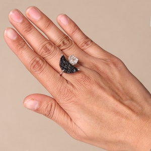 Herkimer Ring, Statement Ring, Ring For Women, Tektite Ring, Promise Ring, Sterling Silver Ring, Silver Gemstone Ring, Mother's Day Gift