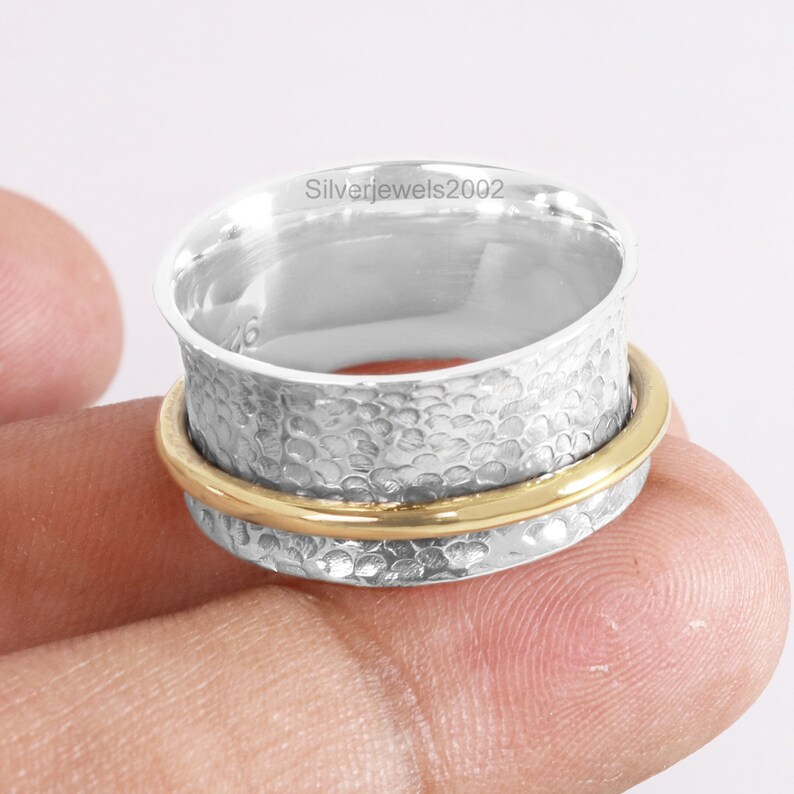Sterling Silver Spinner Ring-meditation Spinner Ring-925 silver Anxiety Ring-Stress Ring-Fidget Ring-worry ring-Thumb Band-promise ring