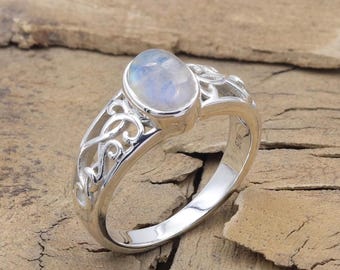Moonstone Ring, 925 Sterling Silver Ring, Gemstone Ring, Minimalist Ring, June Birthstone Ring, Ring For Her, Gift Ring, Christmas Gifts