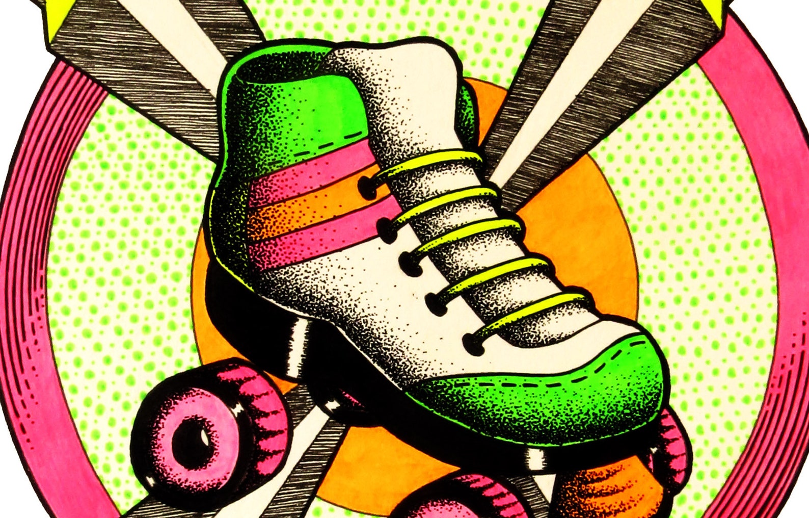 80s Roller Skate ORIGINAL signed drawing | Etsy
