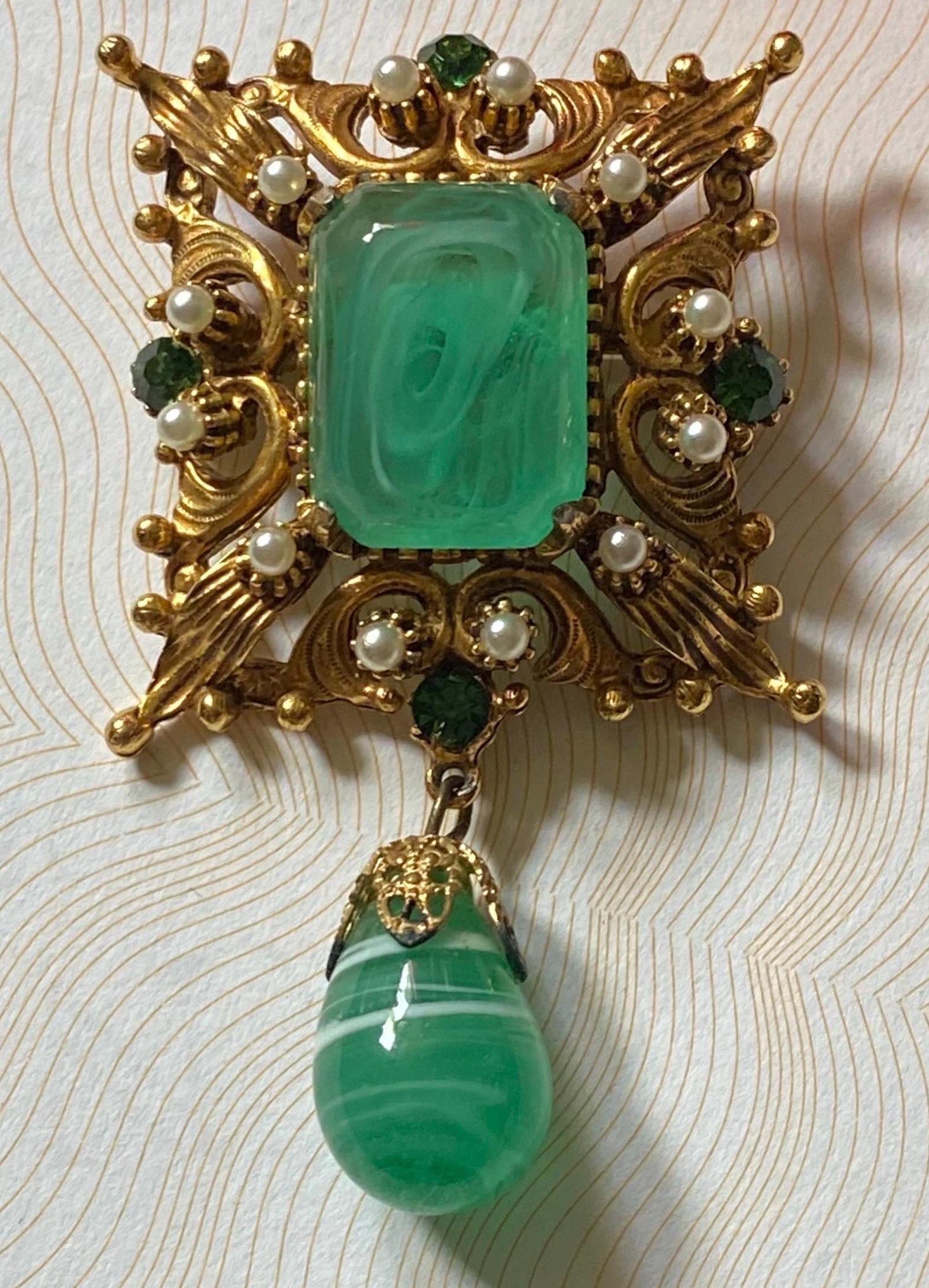 ヴィンテージ フロレンザ Florenza ブローチ パール ターコイズ ヴィンテージ フロレンザ Florenza ブローチ パール ターコイズ