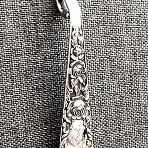 Kirk ROSE pendant made from antique sterling teaspoon repousse design 17.4 grams