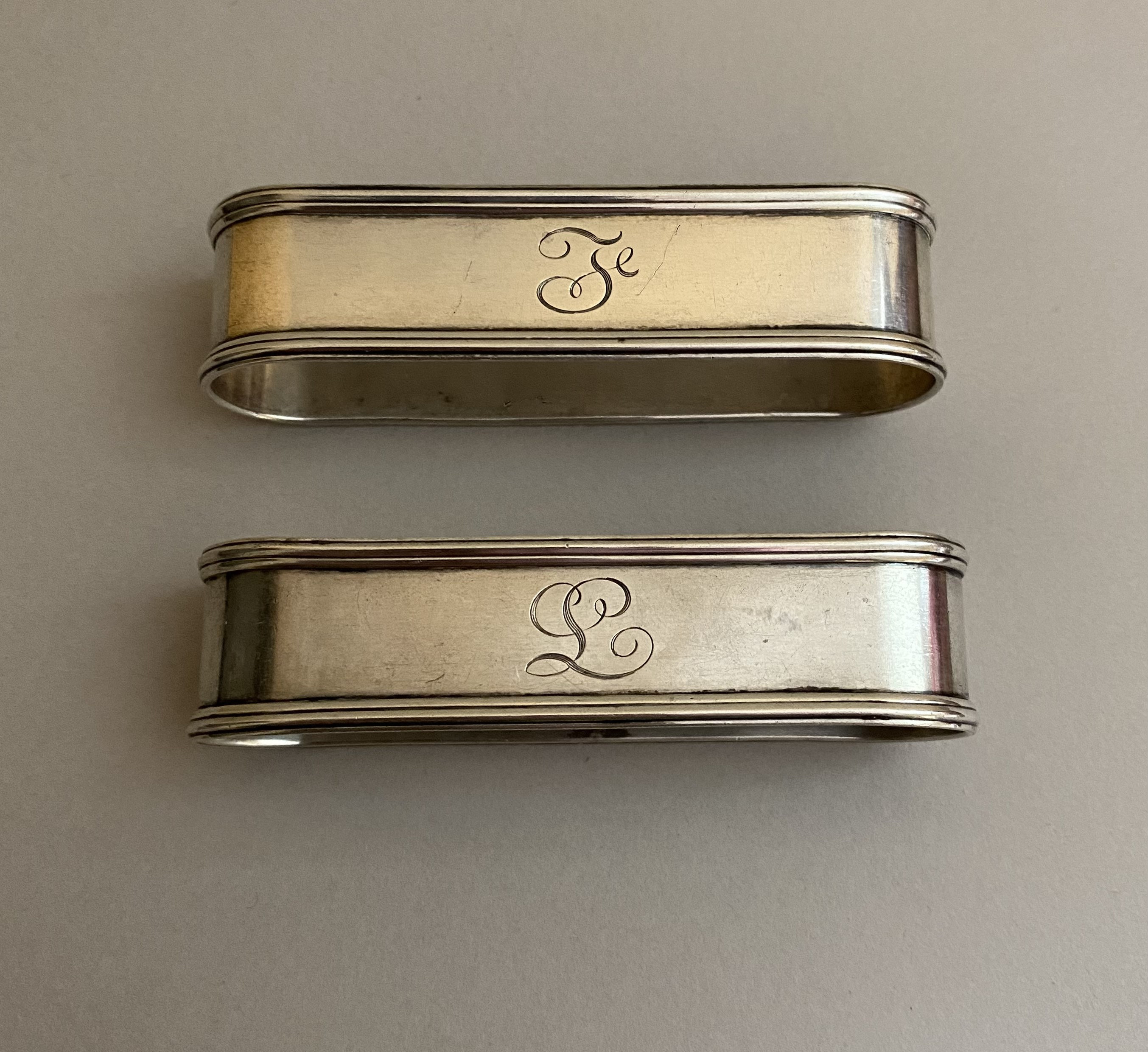 NAPKIN RINGS pair by Lunt Silversmiths from the 1920s well crafted sterling silver accessories for elegant dining Spring SALE