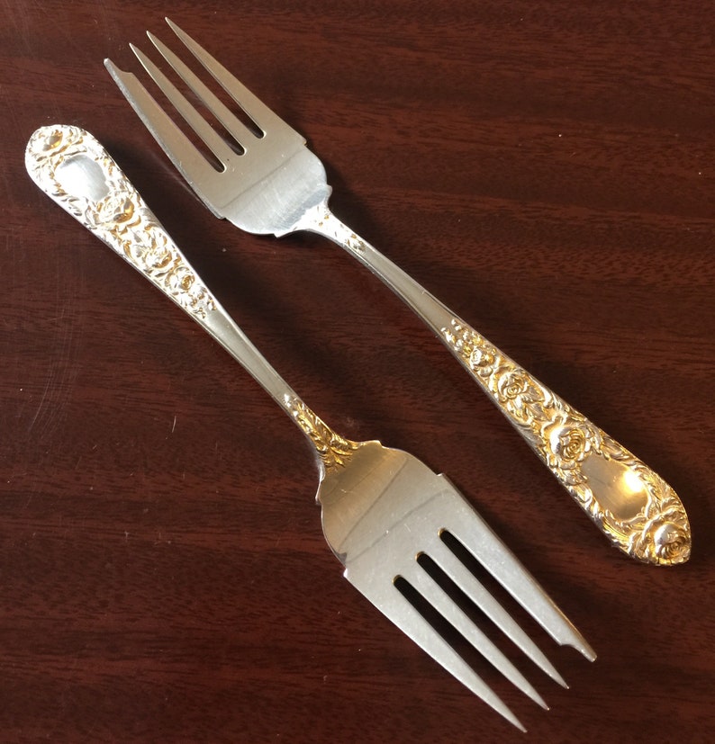 KIRK /& SON ROSE STERLING SILVER SALAD FORK 6 1//4/" MONOGRAM S