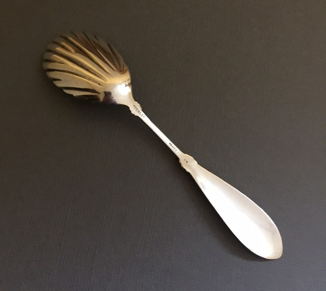 BRITE CUT antique sterling sugar shell spoon circa 1880 Etsy