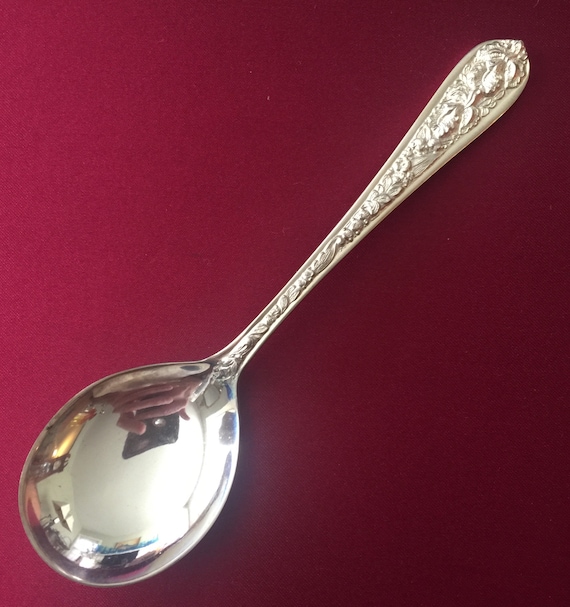 VERY GOOD CONDITION T STIEFF ROSE STERLING SILVER CREAM SOUP SPOON