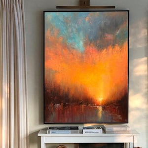 extra large wall art oversized vertical, room wall decor, large artwork for bedroom, abstract framed canvas wall art, original painting