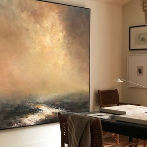 Extra Large Modern Palette Knife Texture Minimalist  Abstract Wall Art Oversize Framed Oil Painting Canvas Artwork Dark Academia Decor