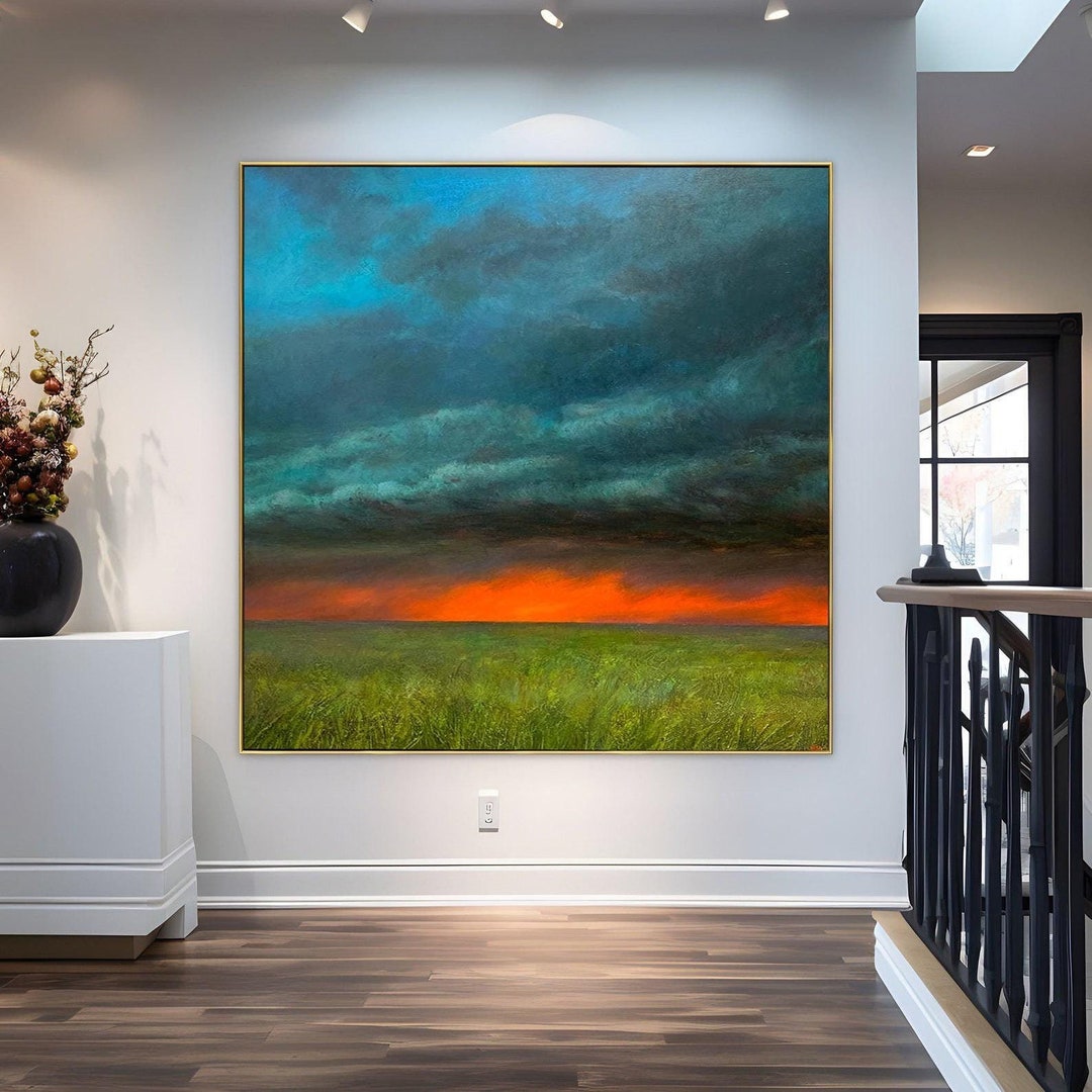 Abstract Landscape Original Painting on Canvas, Extra Large Colorful ...