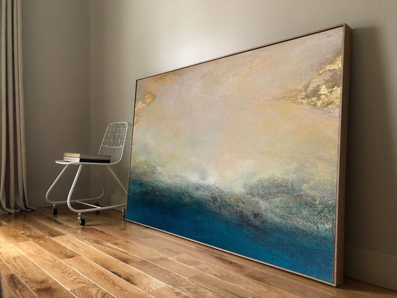 extra large wall art oversized horizontal, living room wall decor, large artwork for bedroom, over the bed wall decor, dark ocean painting