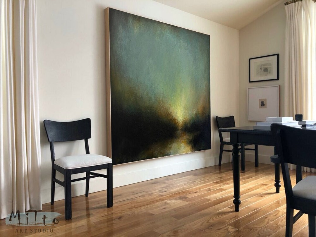 Extra Large Abstract Wall Art Oversized for Living Room, Dark Academia Decor, Sage Green ...