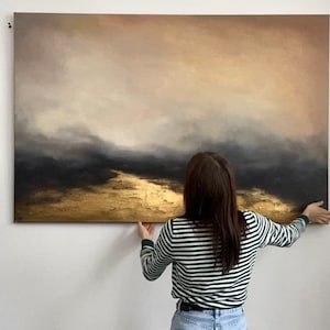 Modern Large Wall Art, Above Bed Wall Decor, Huge Gold Canvas, Oversized Abstract wall art, Modern painting