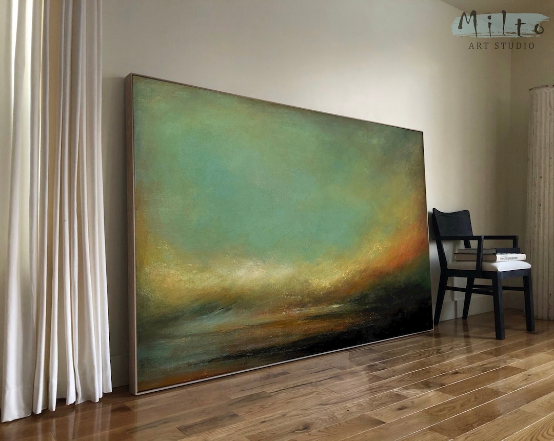 Extra Large Green Wall Art Oversized Horizontal, Large Wall Decor, Huge ...