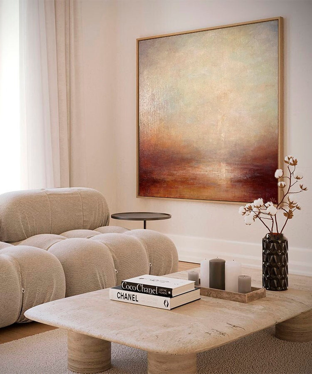 Extra Large Abstract Wall Art Oversized for Living Room, Beige Red ...