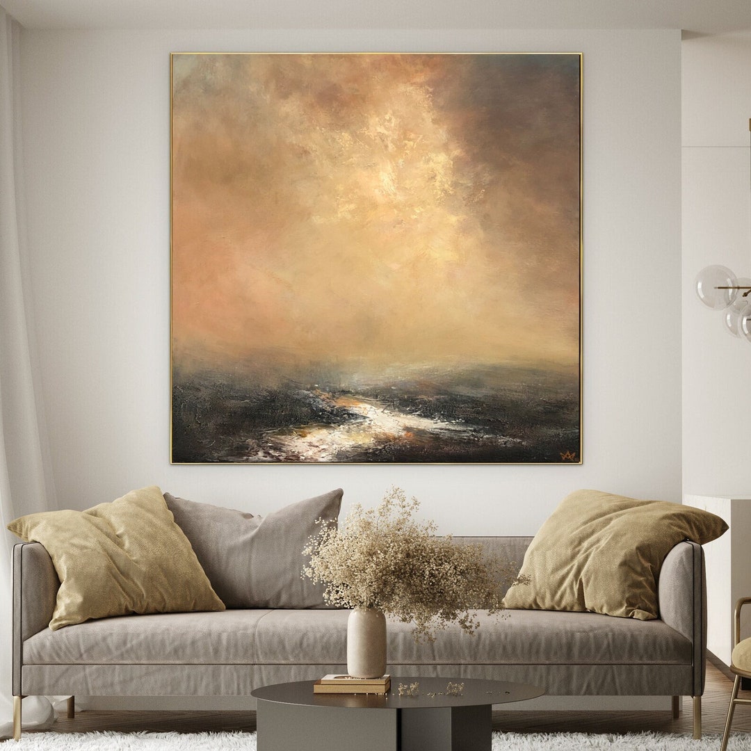 Large Beige Minimalist Abstract Wall Art for Living Room - Etsy