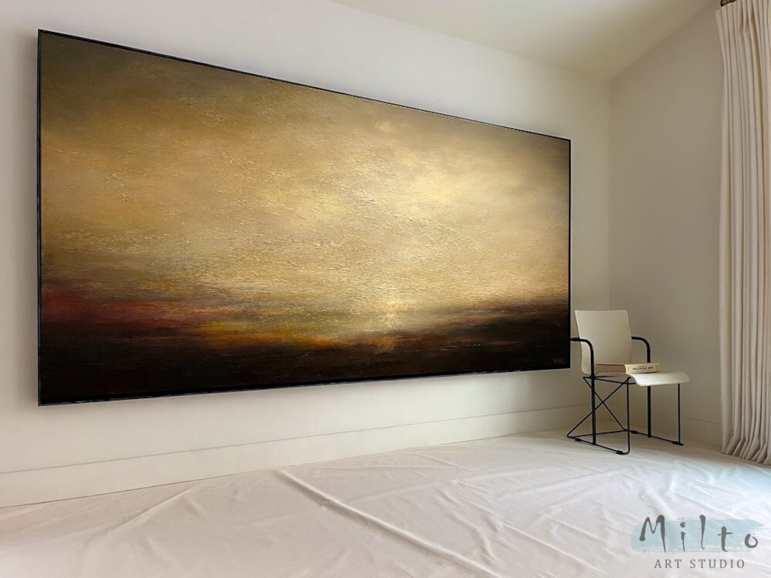 Extra Large Wall Art Horizontal, Over the Bed Wall Decor Above Bed, Large Artwork, Dark Trendy