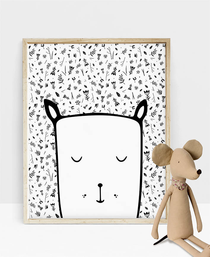 Black and White Kids Wall Decor 16x20 Nursery Print Animal | Etsy
