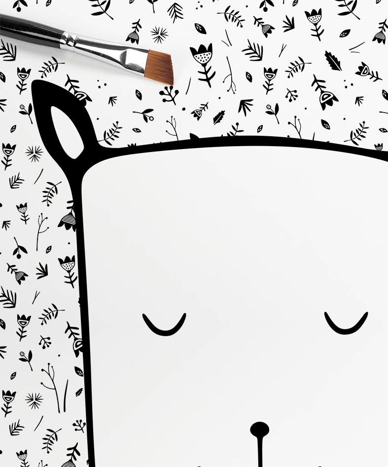 Black and White Kids Wall Decor 16x20 Nursery Print Animal | Etsy