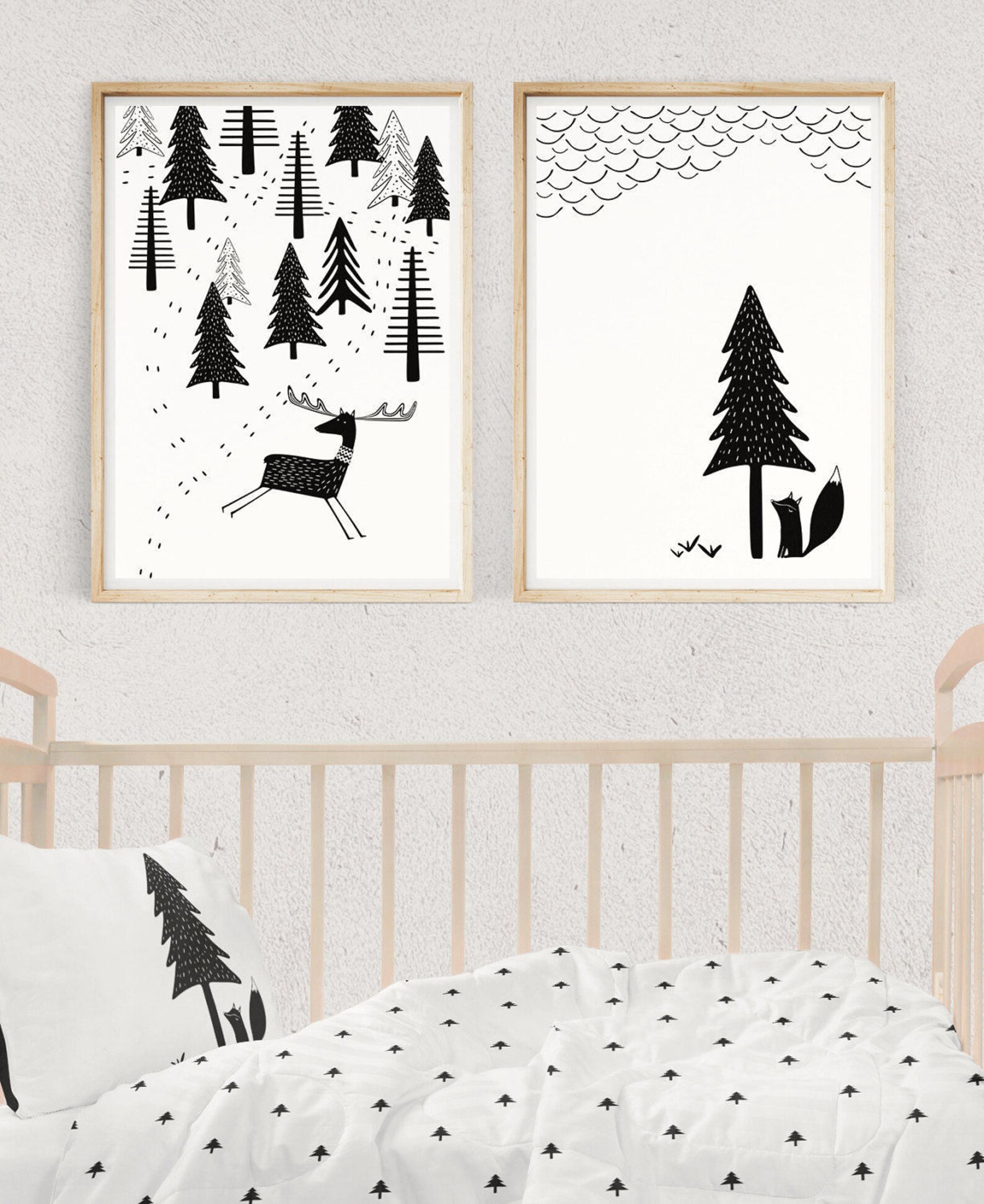SCANDINAVIAN NURSERY SET Black and White Prints Nursery Wall Etsy