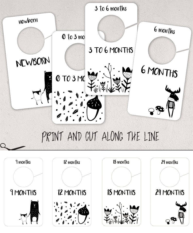 Woodland Baby Nursery Closet Dividers Neutral Baby Clothes Etsy