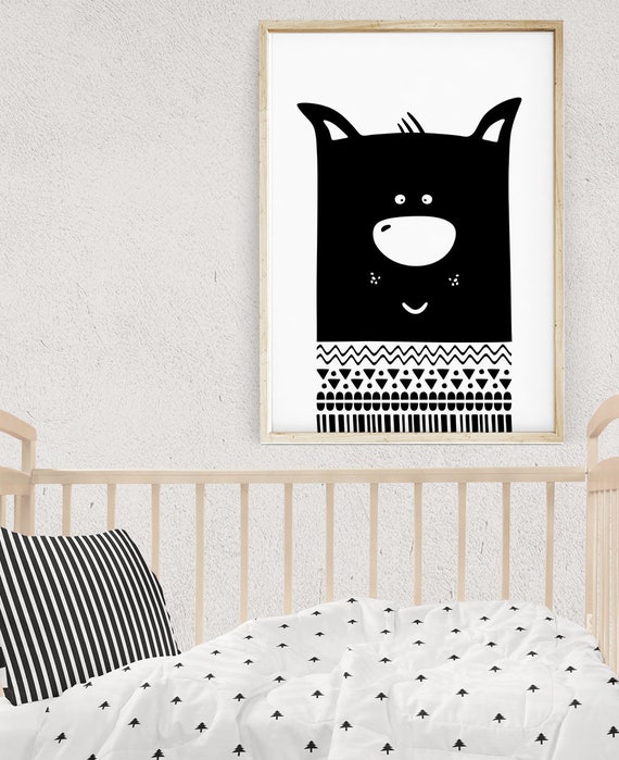 Dog Posters Boys Wall Art Black And White Kids Room Decor Childrens Wall Art Puppy Themed Nursery Animal Portrait Art Digital Print