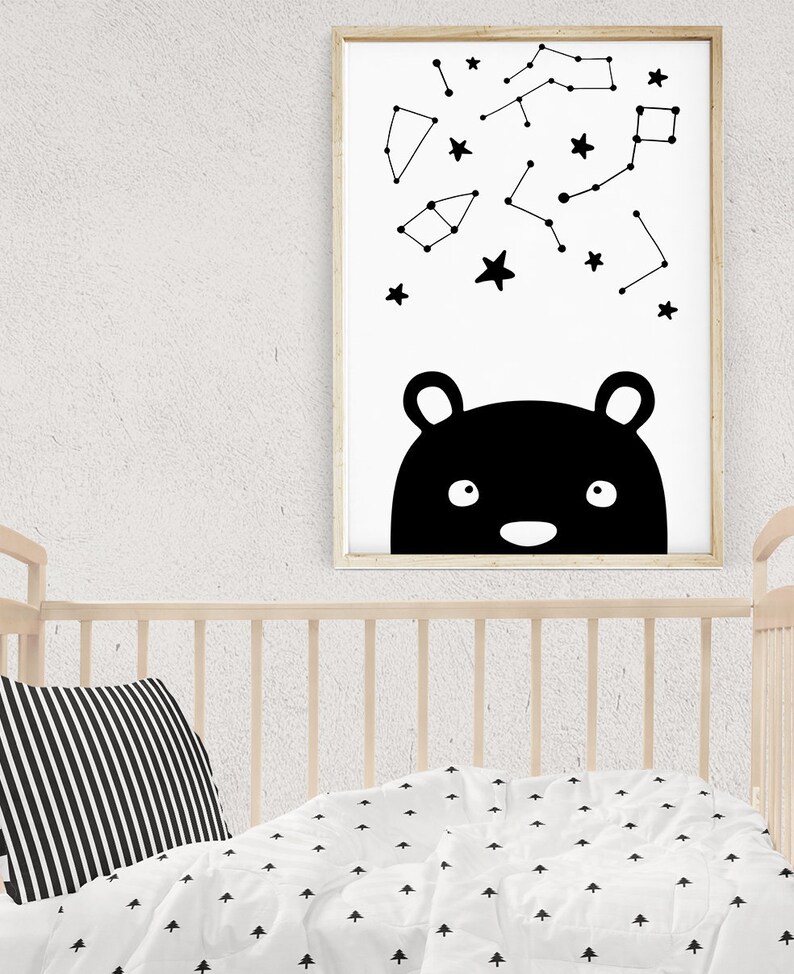 Nursery Wall Art Black And White Animal Print Big Dipper Etsy