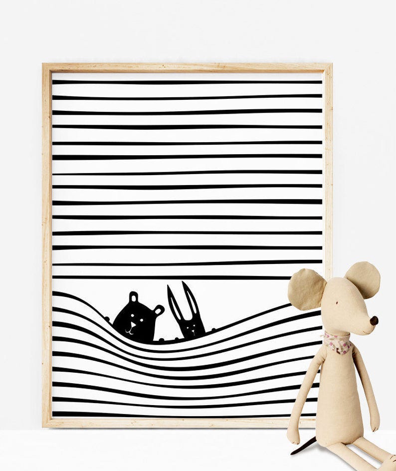 Set of 3 Black and White Prints Nursery Wall Art Etsy