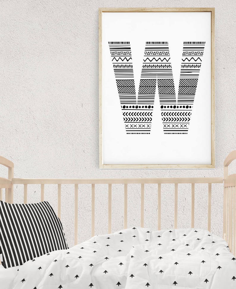 Letter Wall Decor Letter W Initial Printable Custom Etsy