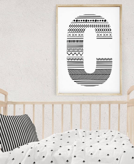 Decorative Letter C Large Letter Wall Decor Initial Print Wall Letters Baby Boy Initial Monogram Room Decor Black And White Room Decor