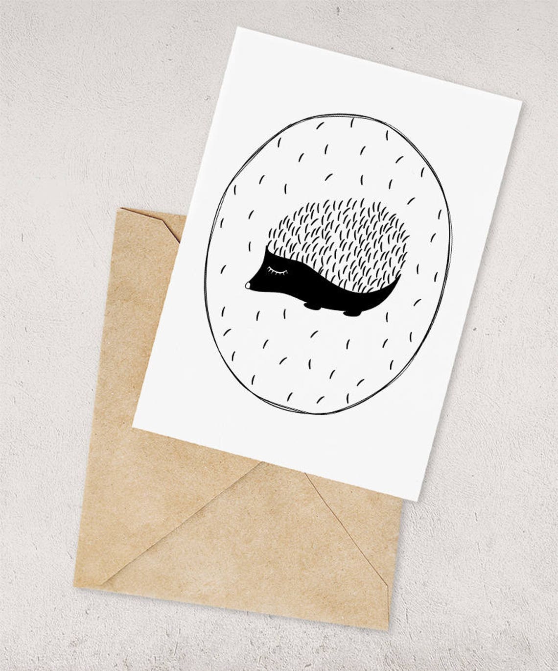 Cute HEDGEHOG Art Woodland Nursery Decor Monochrome Kids Etsy
