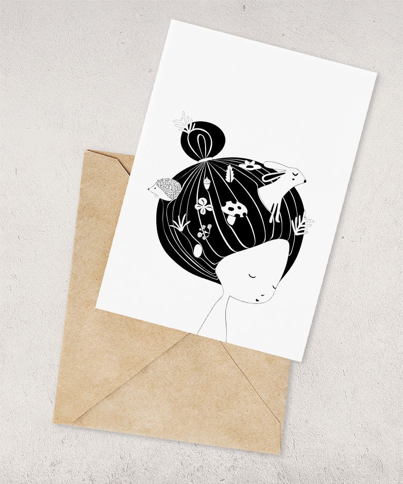 Black and White Nursery Print Affordable Wall Art Forest Etsy